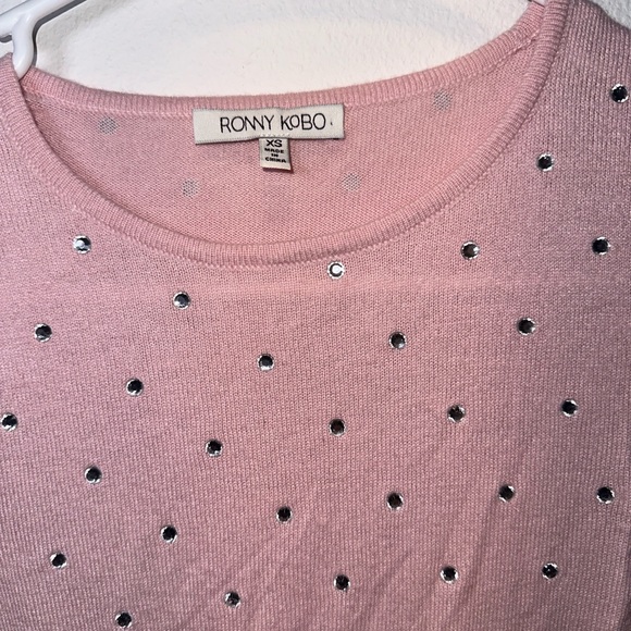 Ronny Kobo Chani Bodysuit Top Pink Rhinestone NWT in Ballet Pink - Picture 9 of 9